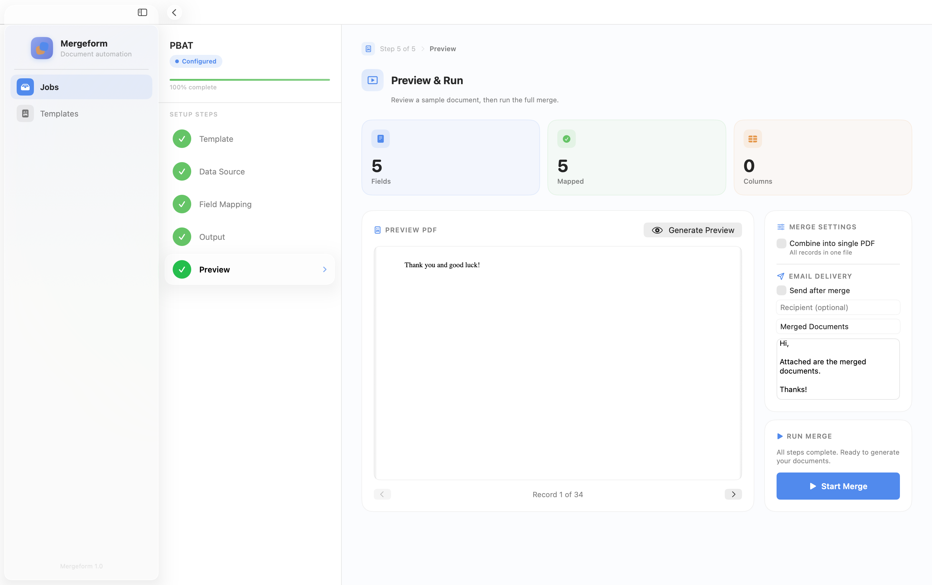 Mergeform screenshot.