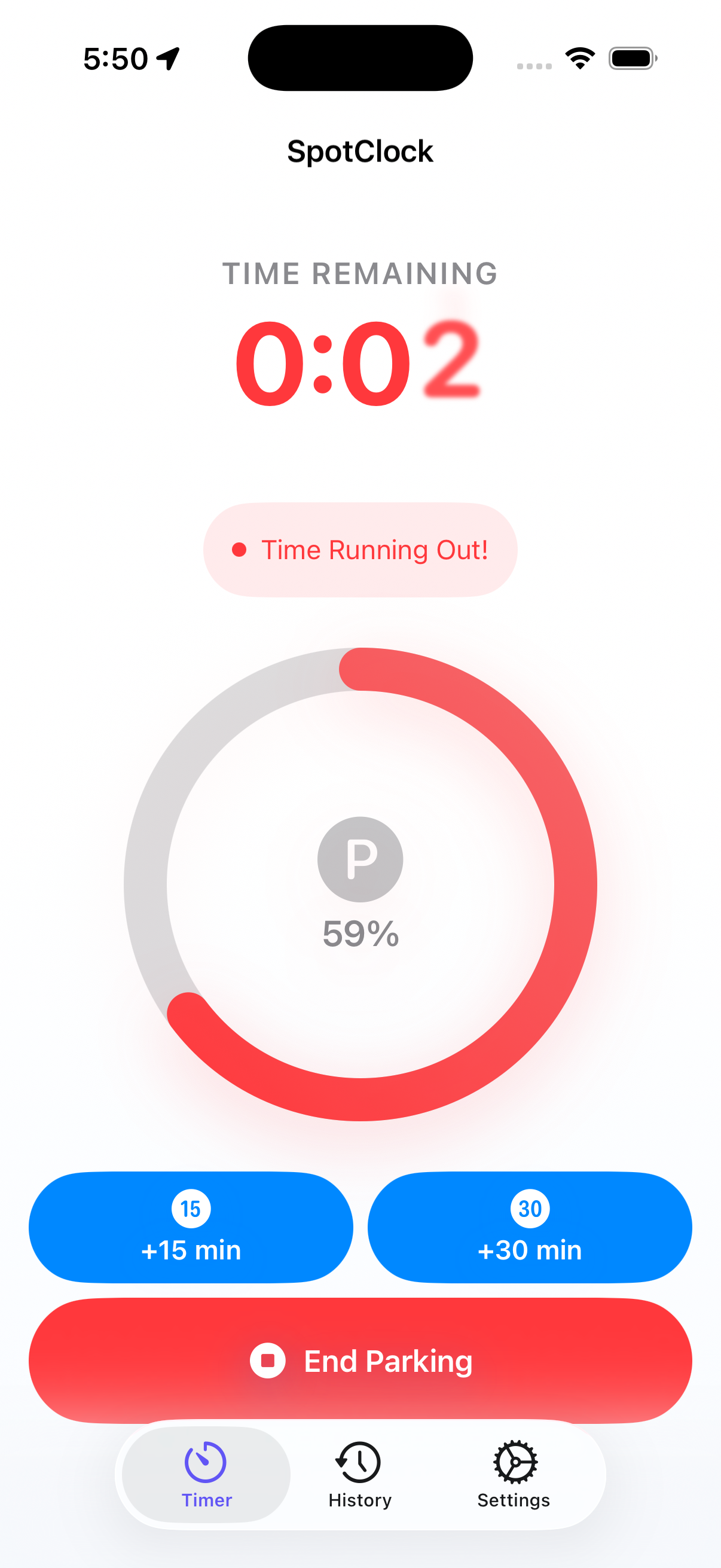 SpotClock screenshot.